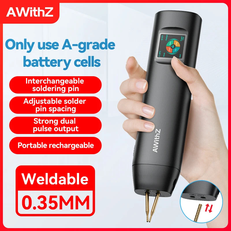 AWithZ Portable Handheld Spot Welder – DIY 90-Gear Adjustable Welding Machine for 18650 Lithium Batteries
