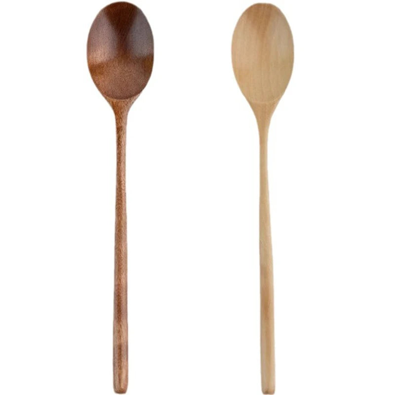 2PCS Wooden Spoons – Kitchen Tableware for Cooking, Soup, Tea, Coffee, Honey, and Catering Utensils