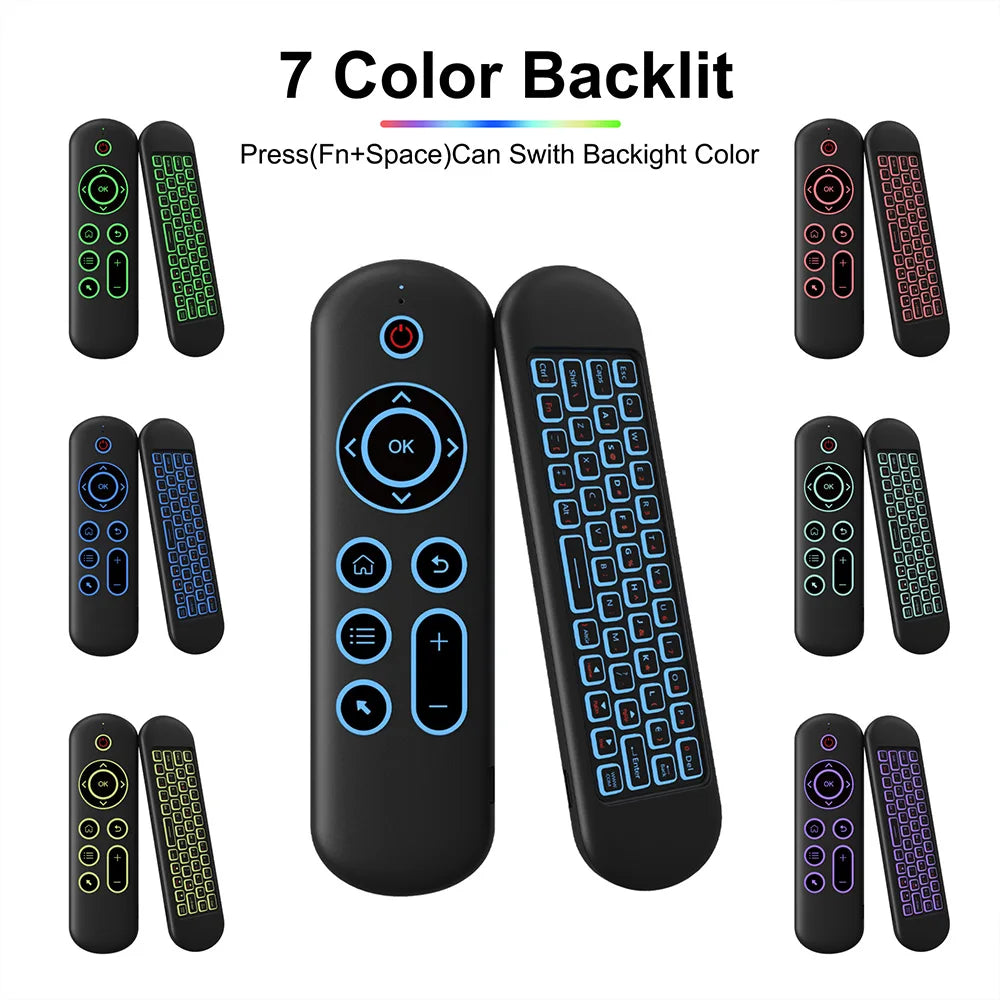 MRSVI M5 Air Mouse Remote Control - 2.4G & Bluetooth Wireless Gyroscope Keyboard with 7-Color Backlight for Android TV Box & PC