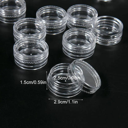 50Pcs Transparent Plastic Jewelry & Bead Storage Box Set – Small Round Containers for Makeup & Organizer