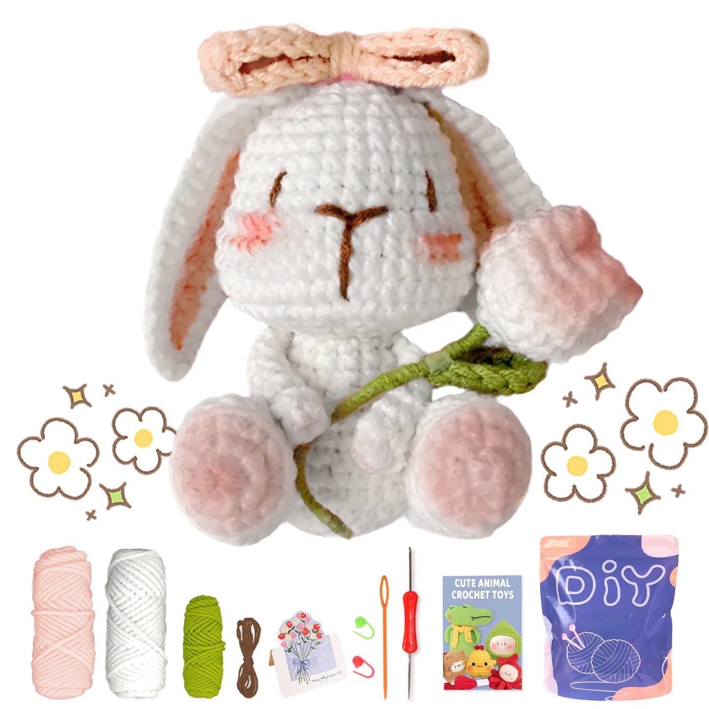 Animal Crochet Kit for Beginners - DIY Starter Set with Step-by-Step Knitting & Craft Supplies