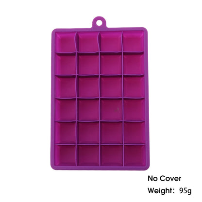 24-Hole Silicone Ice Tray — Square Mold for Ice, Food, Cheese, Jelly, with or without Lid
