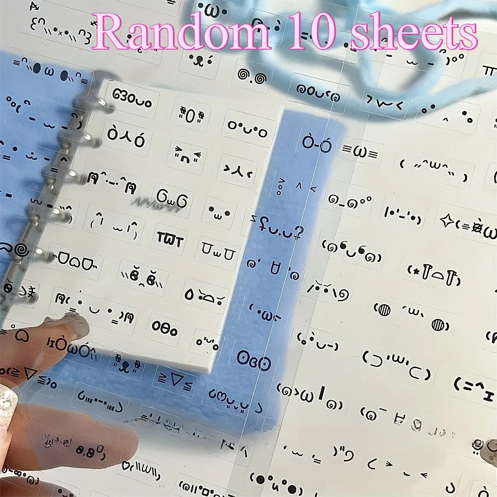 Cute Cartoon Expression Stickers - 10-Sheet Self-Adhesive Jelly Sparkle Stickers for Journaling & Crafts