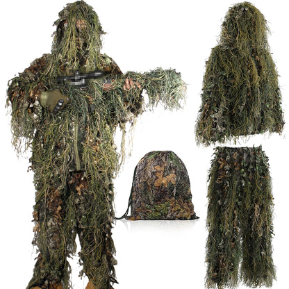 JOAXOR 3D Ghillie Suit - Leafy Woodland Camouflage Hunting Suit for Men, Outdoor Stealth & Tactical Gear