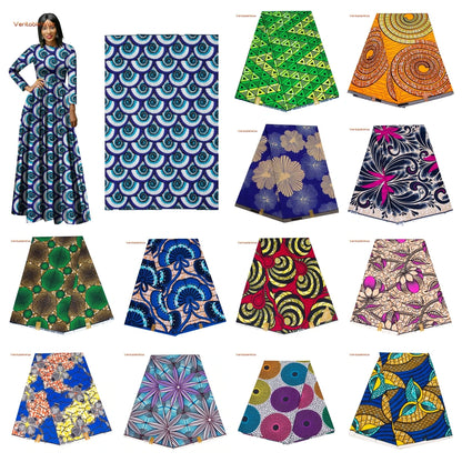 Ankara African Wax Print Fabric - Batik Pagne Polyester Material for DIY Sewing, Patchwork & Wedding Dress Craft