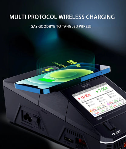 ToolkitRC Q6AC Charger — AC 400W/DC 1000W 4CH with USB A/Type-C, LiPo 1-6S, NiMH 1-16S, PB 1-10S, IPS Display