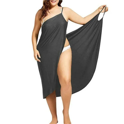 Women's Summer Beach Wrap Dress - Solid Color Bikini Cover Up Sarong