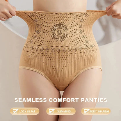 Seamless High-Waist Postpartum Panties - Women's Abdomen and Hip Lift Shaping Briefs - Plus Size Breathable Slimming Underwear
