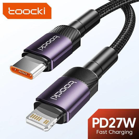 Toocki USB-C to iPhone Cable – 27W PD Fast Charging Cord for iPhone 14/13 Pro Max, iPad Air, iPhone X/XS