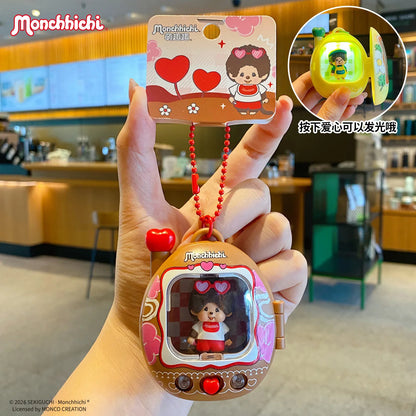 Monchhichi LED Light-Up Keychain - Retro Y2K Glowing Bag Charm and Cute Backpack Pendant
