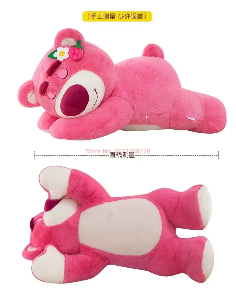 New Disney Kawaii Toy Story Lotso Bear Plush Pillow – Strawberry Sofa Stuffed Toy for Kids & Birthday Gift