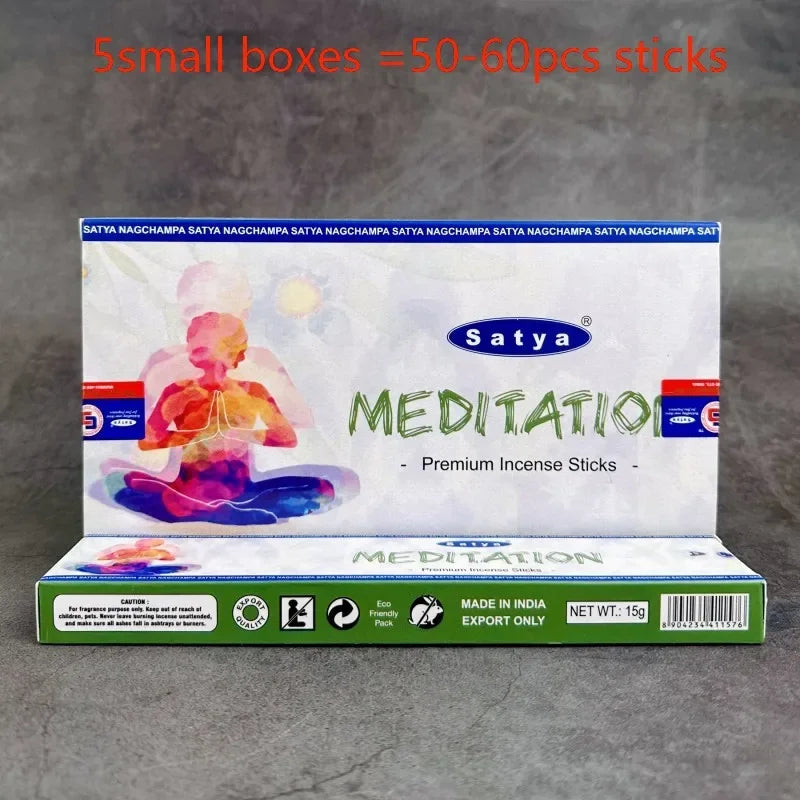 5BOX NAG Champa Indian Incense Set – Satya Handmade Sticks with 6 Aromatic Scents for Home & Meditation