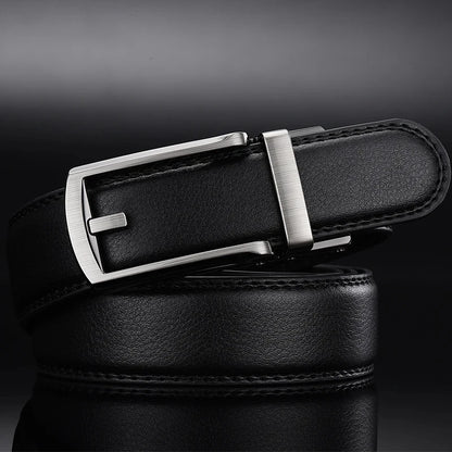Men’s Top Quality Cowhide Leather Belt – Automatic Alloy Buckle Belt for Men