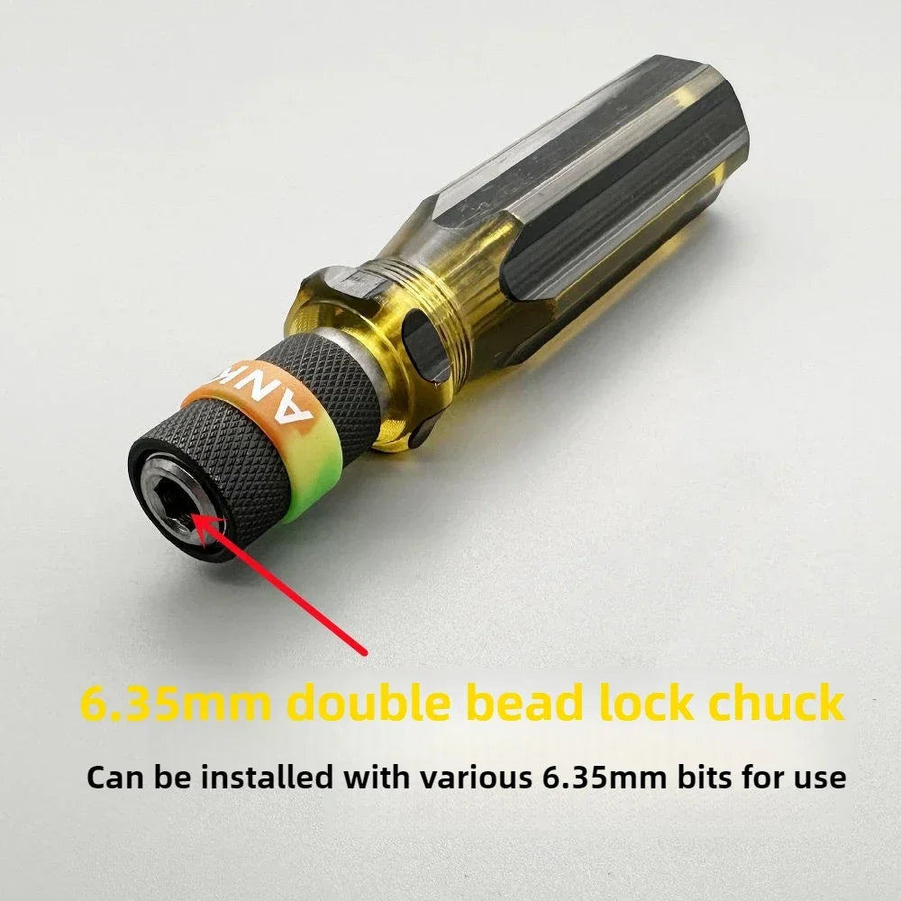 Double-Head Screwdriver 6.35mm - 1/4" Slotted & Phillips Precision Hand Tool with Wrench Handle