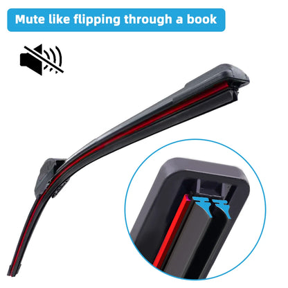 Universal J/U-Shaped Double Rubber Strip Wiper Blade - Front Windshield Glass Cleaner for Enhanced Wiping