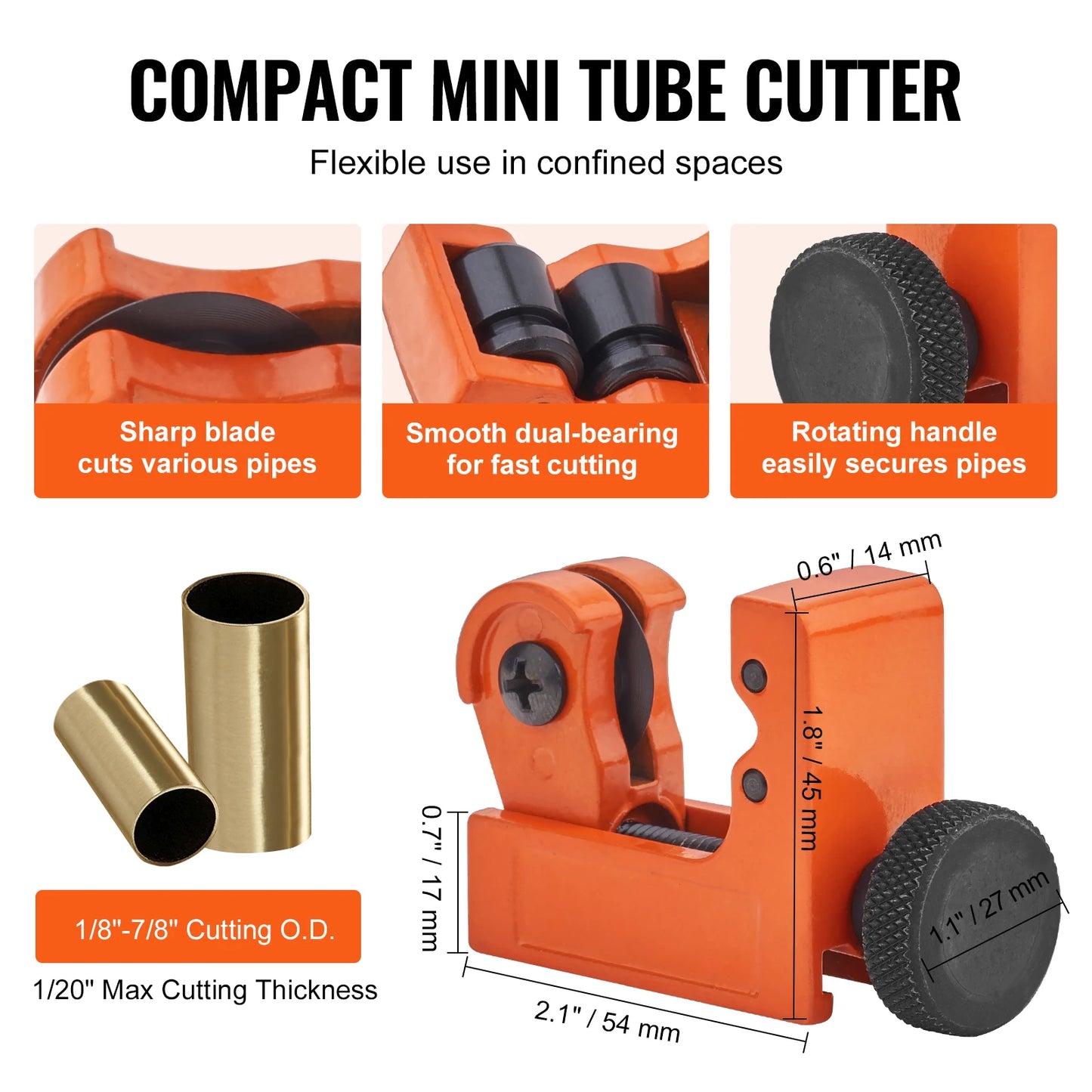 VEVOR 3PCS Heavy Duty Tubing Cutter Set – Mini Pipe Cutter & Deburring Tool for Copper, Aluminum, Steel & Plastic Pipes