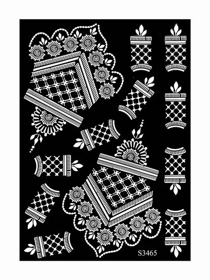 Reusable Henna Stencil Templates for Hand & Body – Floral Tattoo Stencils for Women, Weddings & Festivals Body Art Makeup Tools