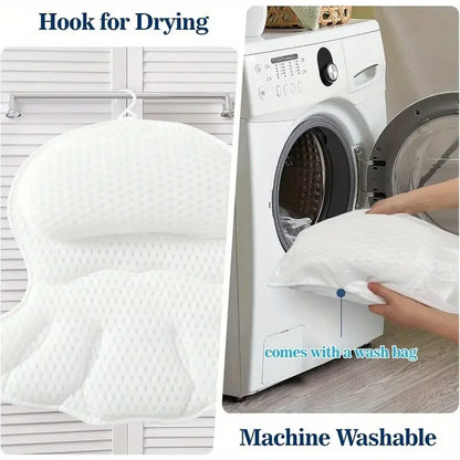 Luxury Bath Pillow for Bathtub – Neck & Back Support Headrest with Soft 4D Mesh