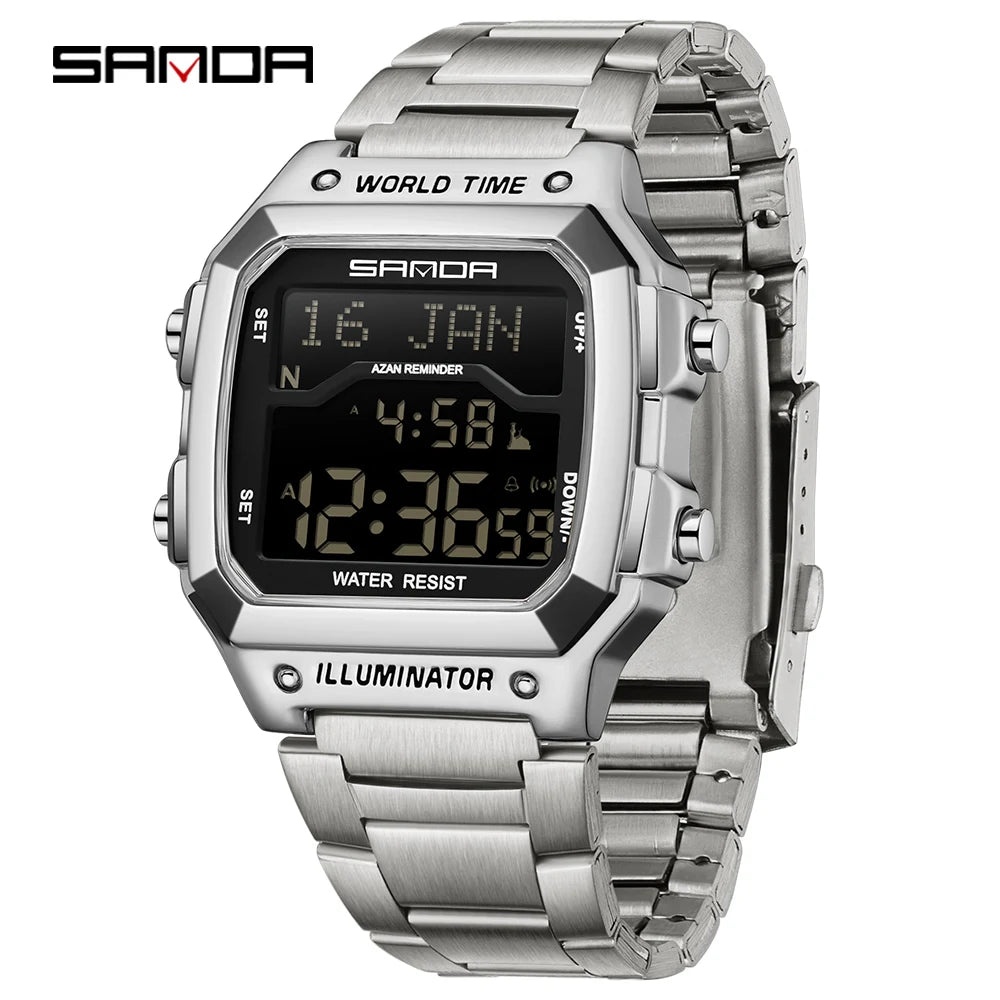 SANDA 2172/2173 Men’s Digital Watch - Multifunction Waterproof LED Electronic Wristwatch