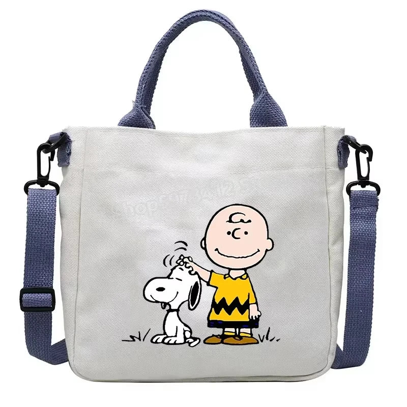 Snoopy Cartoon Canvas Tote Bag – Large Capacity Shoulder Crossbody Bag for Girls, Students & Gift