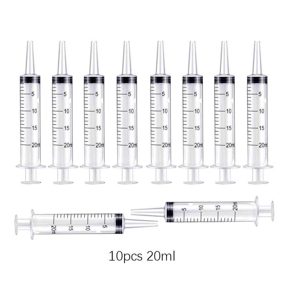 Reusable Plastic Measuring Syringe - 20ml and 60ml Needle-Free Liquid Dispenser for Hydroponics, Oils, Nutrients, and Pet Feeding