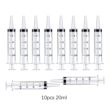 Reusable Plastic Measuring Syringe - 20ml and 60ml Needle-Free Liquid Dispenser for Hydroponics, Oils, Nutrients, and Pet Feeding