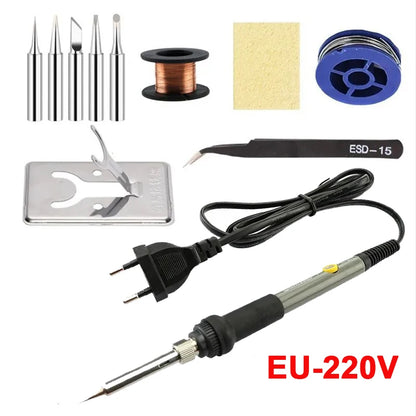 60W Adjustable Temperature Soldering Iron - 110V/220V Electric Welding Iron for DIY & Electronics Repair