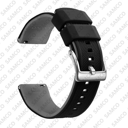 Quick-Release Silicone Watch Band - 18mm, 20mm and 22mm Rubber Replacement Strap for Huawei, Samsung Galaxy and Garmin Watches