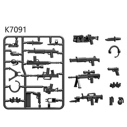 Military Building Blocks Soldier Set - Tactical Weapons Figures with Gatling Gun, Rifle, Mortar & Accessories Toy Kit