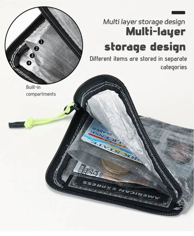 OCE GEAR Lightweight Waterproof Wallet — Ultra-Light Durable Coin Purse & Card Holder, Small Zipper Pouch for Outdoor, Camping & Travel