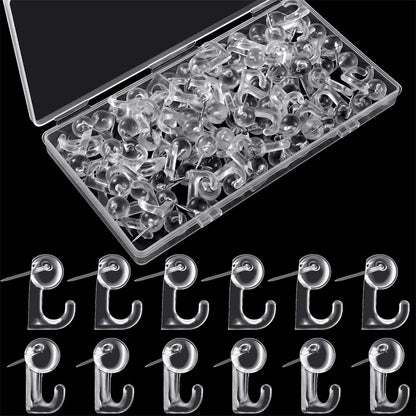 50PCS Black & White Plastic Metal Thumbtack Hooks Decorative Push Pins for Cork Boards