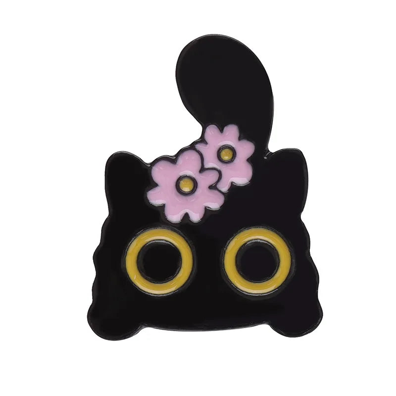 Cute Black Cat Enamel Pin – Tiny Cartoon Animal Metal Brooch Badge Jewelry Accessory Gift