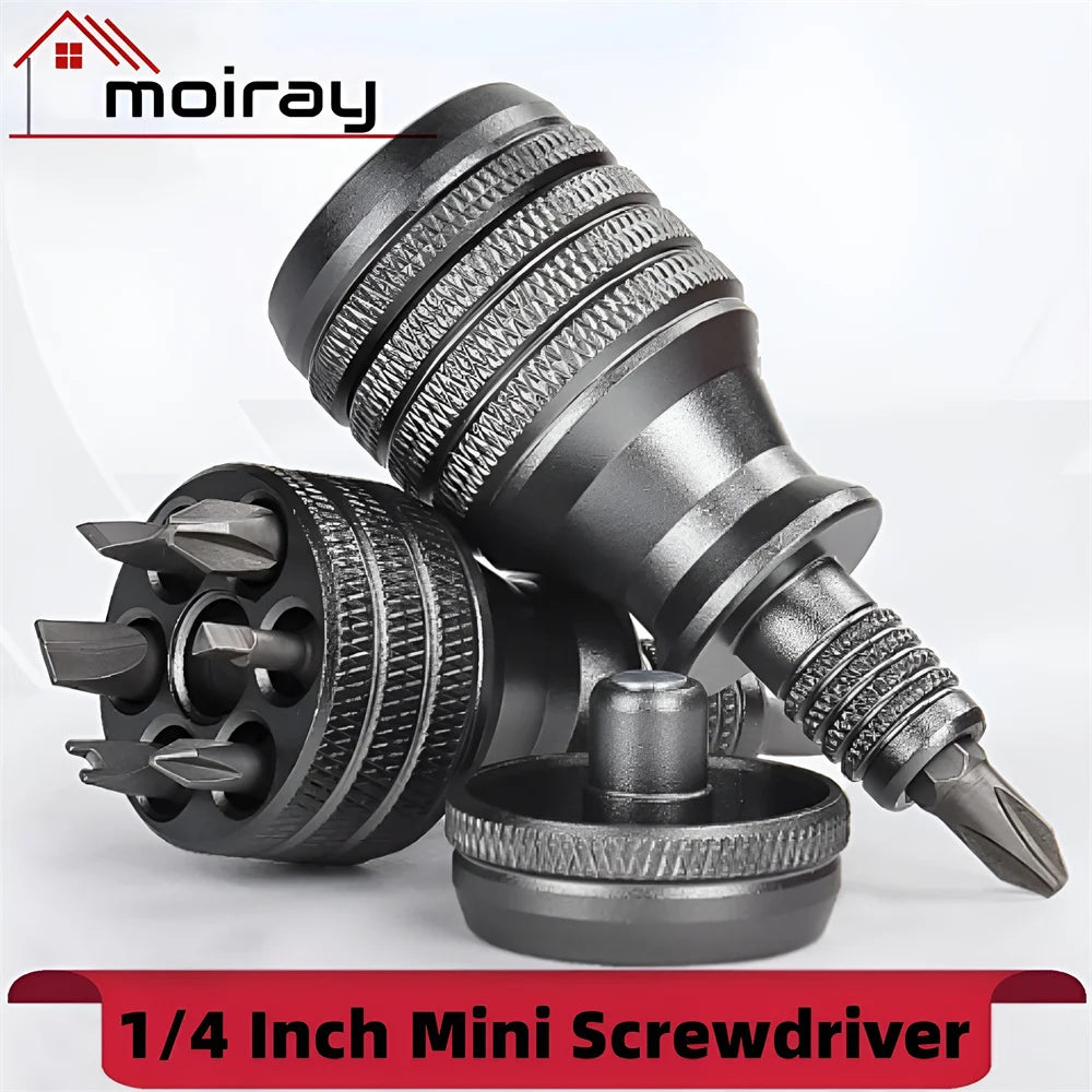 Mini Titanium Screwdriver Set — 7-in-1 Magnetic 1/4" S2 Alloy Steel Drill Bit EDC Repair Tool