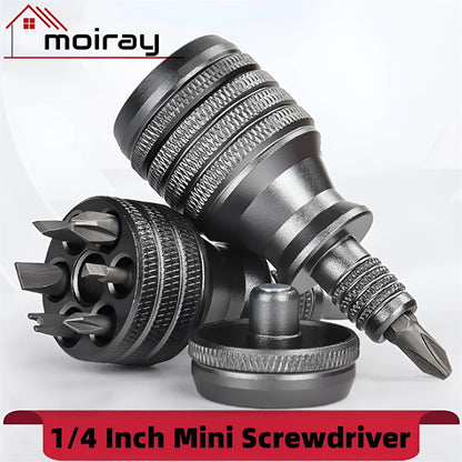 Mini Titanium Screwdriver Set — 7-in-1 Magnetic 1/4" S2 Alloy Steel Drill Bit EDC Repair Tool
