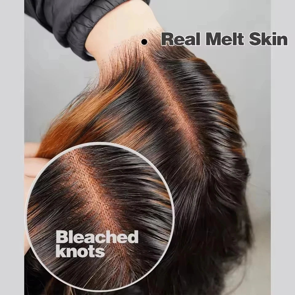 30 Inch Brazilian Body Wave Highlight Ombre Wig – 13x4 Lace Front, 1B/30 Black Brown Human Hair Wig for Women