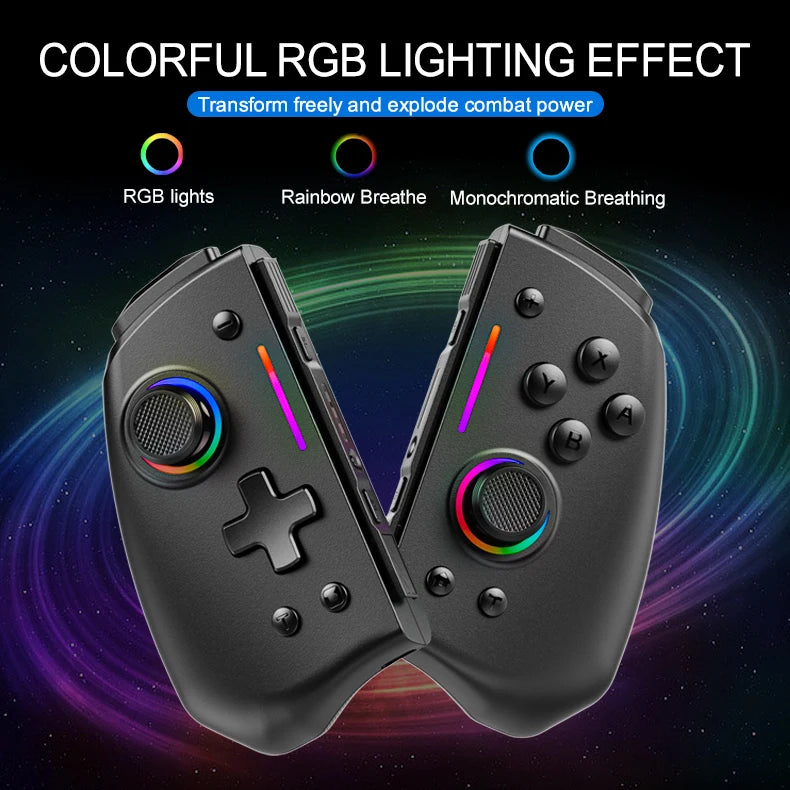 LinYuvo KS42 Meteor Light Wireless Joypad — 8-Color RGB Controller for Switch/Lite/OLED with Programmable Buttons, Turbo & Vibration