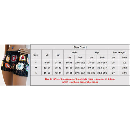 Women’s Knit Crochet Beach Shorts – Hollow Out Swimsuit Cover Up, Elastic Waist Drawstring Casual Lounge Swimwear Shorts