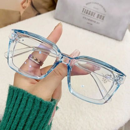2024 Oversized Square Anti-Blue Light Glasses, Large Frame Myopia Transparent Eyeglasses