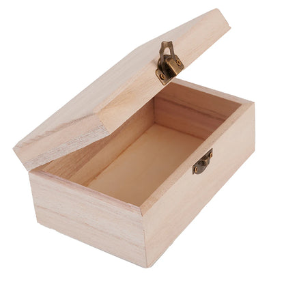 Wooden Jewelry Storage Box with Lid — Square Hinged Craft Box for DIY, Home Decor, and Mother's Day Gift