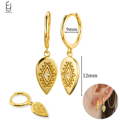 925 Sterling Silver Gold Tassel Earrings - Vintage Crystal Long Chain Hoop Jewelry for Women