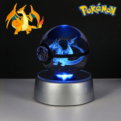 Pokemon Crystal Ball Night Light – Pikachu, Gengar, Eevee, Mewtwo & Lucario LED Pokeball, Kids Birthday Gift & Home Decor