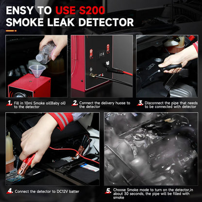 ANCEL S200 EVAP Smoke Leak Detector — Car & Motorcycle Diagnostic Smoke Machine for Vacuum, Oil & Fuel Pipe Leak Detection