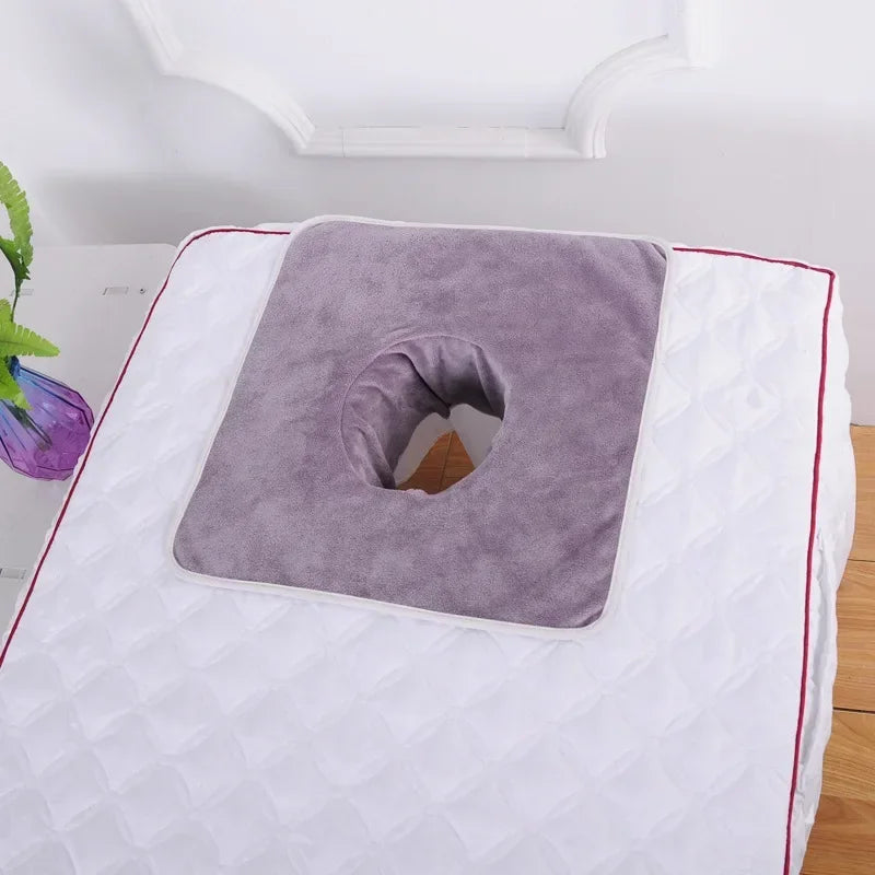 35×35cm Velvet SPA Massage Face Towel – Thickened Table Cover with Face Breath Hole