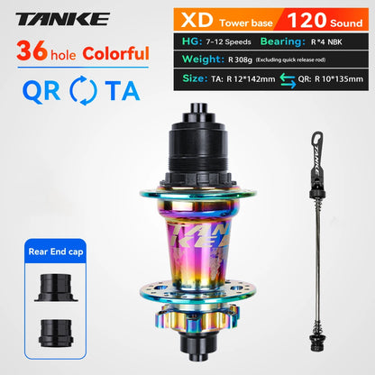 TANKE 120 Click MTB Hub – 6-Bearing Front & Rear Bicycle Hub for 7-12 Speed, 28/32/36 Holes, Disc Brake