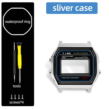 F-91W Stainless Steel Watch Case Mod Kit - Metal Shell Upgrade for Casio F91W, A158W, A159W & 593 Watches