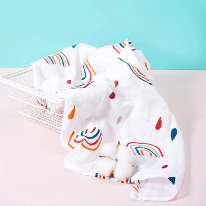 Elinfant 5-Piece Gift Set: Bamboo Cotton Muslin Bibs & Burp Cloths - 100% Cotton, 60x60cm, 2 Layers, Baby Scarf Handkerchief
