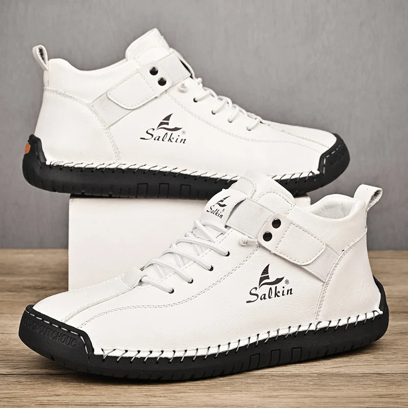 2024 Handmade Leather Casual Men’s Shoes - Breathable Sneakers & Ankle Boots for Outdoor Wear
