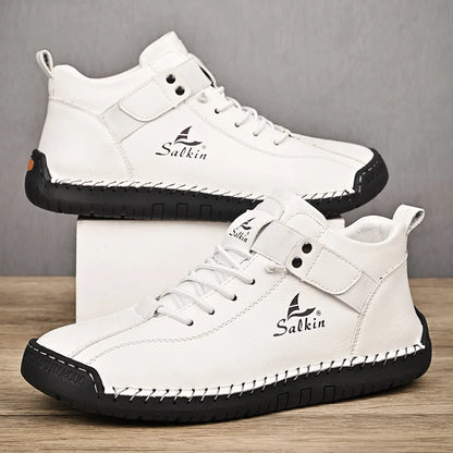 2024 Handmade Leather Casual Men’s Shoes - Breathable Sneakers & Ankle Boots for Outdoor Wear