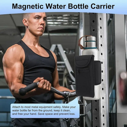 Universal Water Bottle Elastic Sleeve – Reusable Waterproof Gym Bag Accessory with Magnetic Pocket