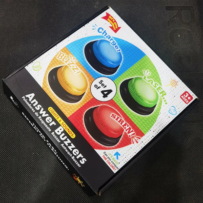 4-Piece Game Buzzer Set — Quick Answer Buttons with Lights for Kids, Students, Classroom Debates & Quiz Competitions
